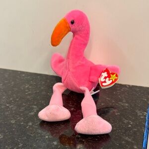 Ty Pink Flamingo Plush with Orange Beak